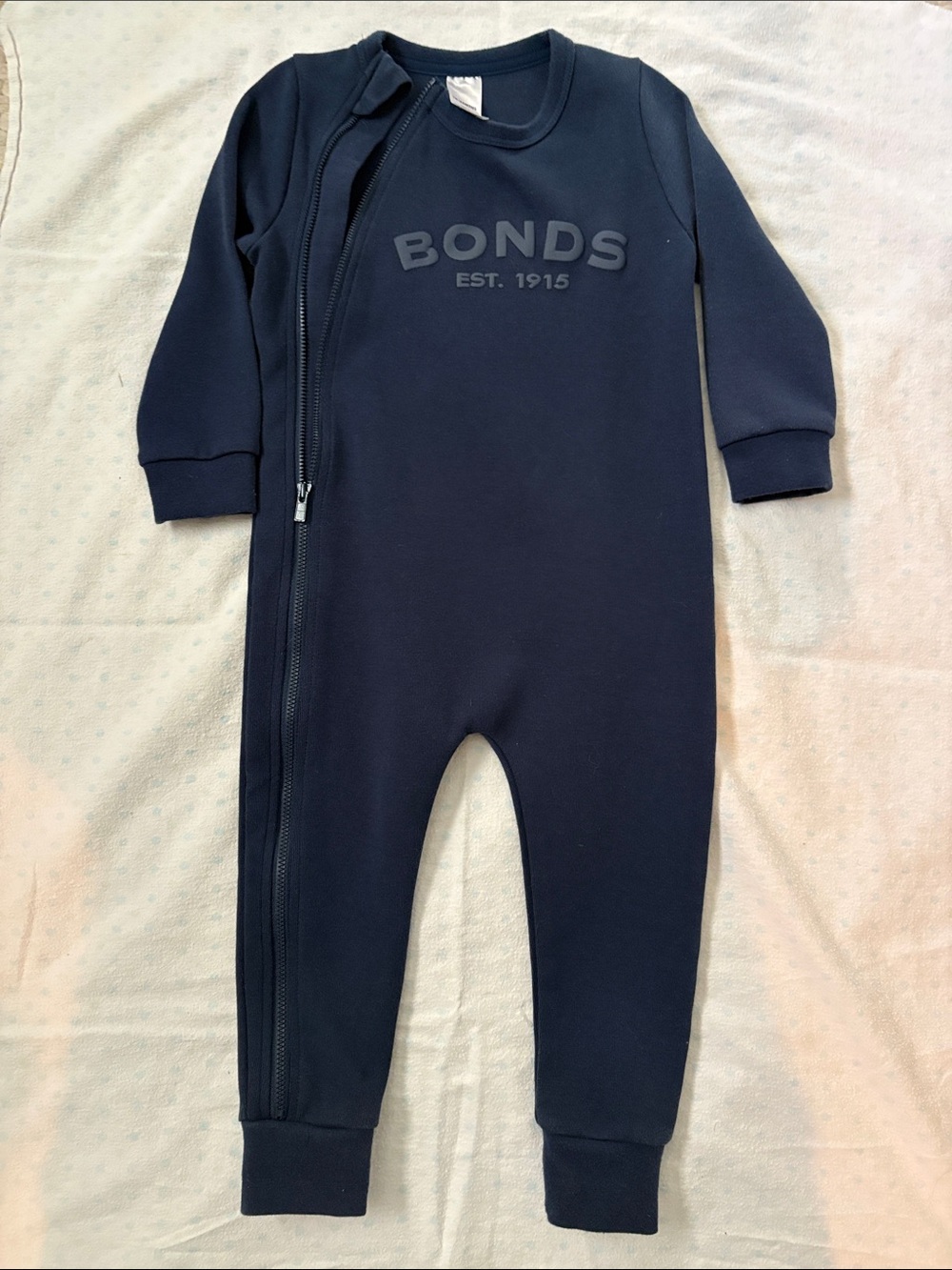Bonds Navy Blue Zip One-Piece Footie Pajamas